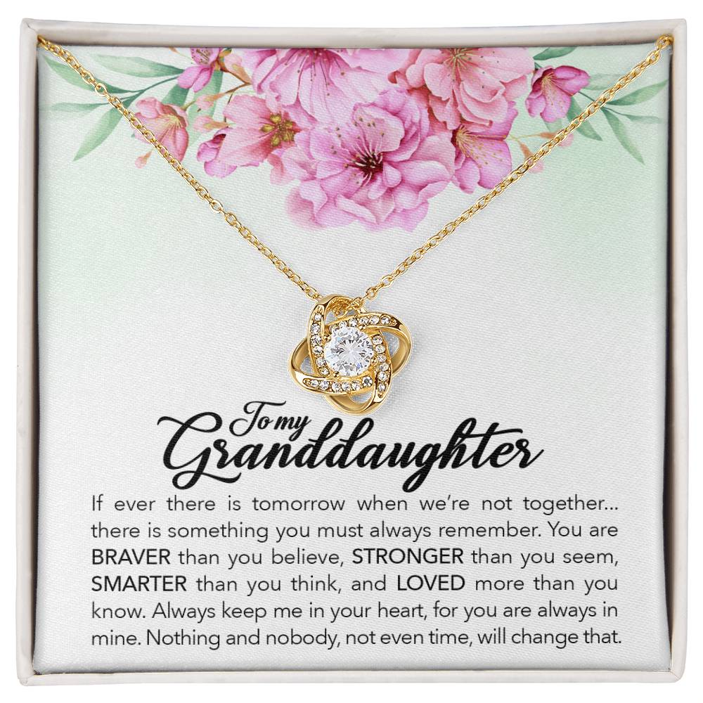 To My Granddaughter — Love Knot Necklace, Always Keep Me in Your Heart