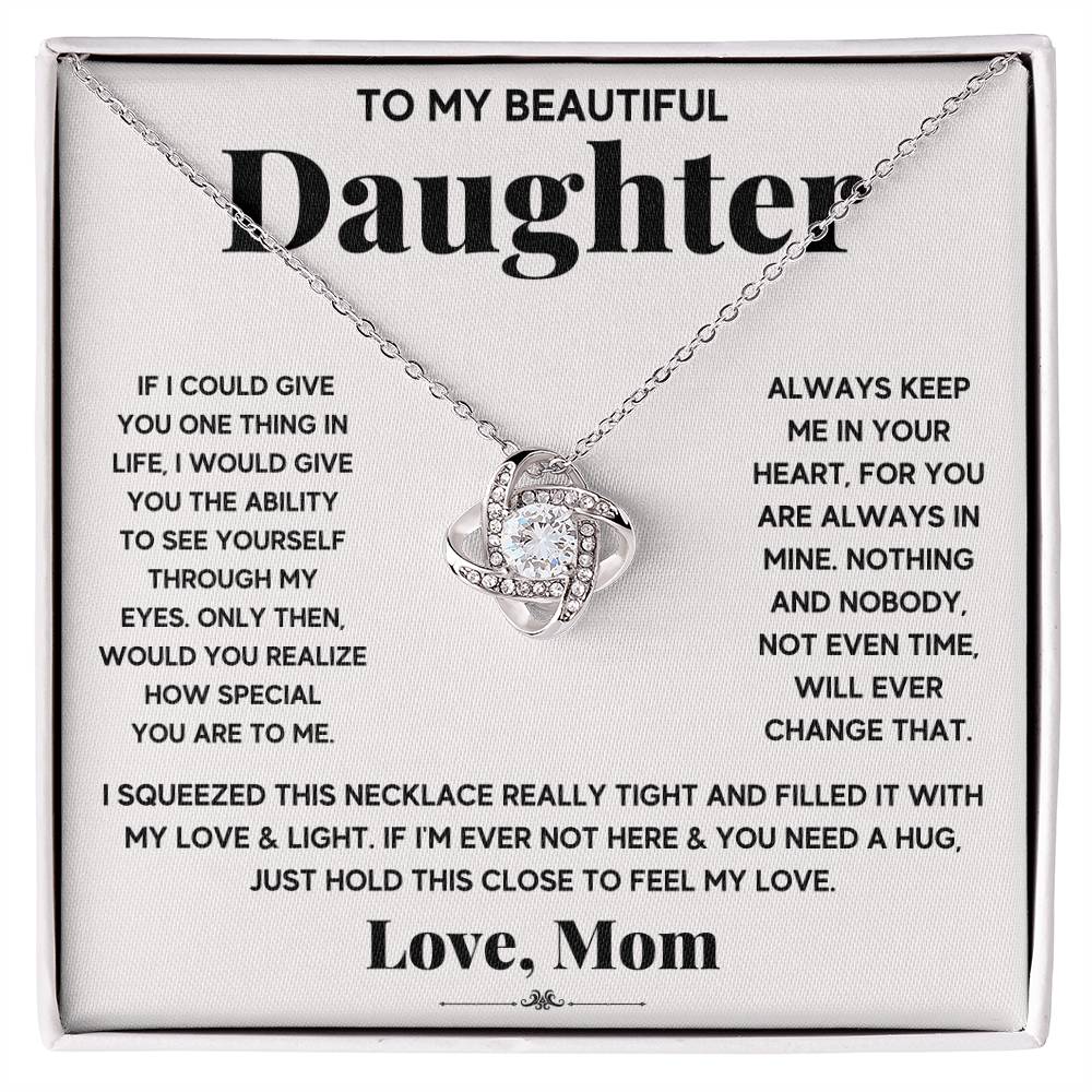 To My Daughter — Love Knot Necklace, Just Hold This to Feel My Love