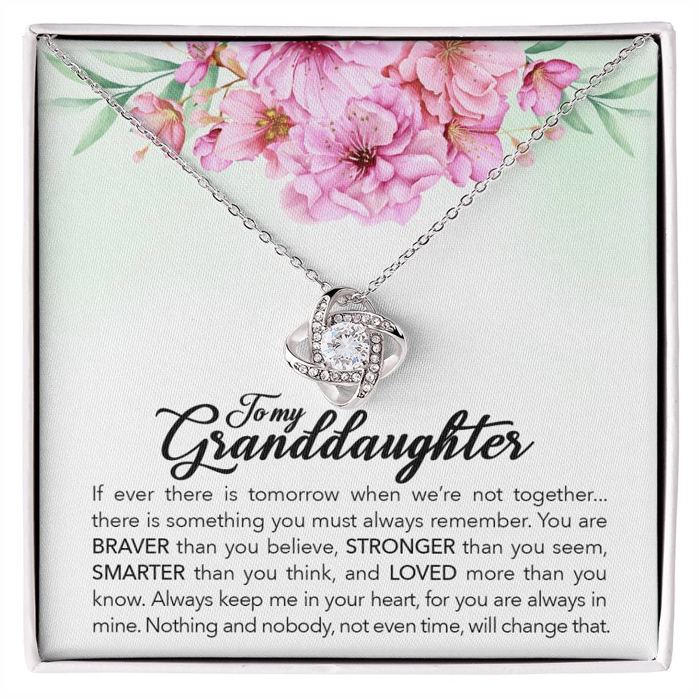 To My Granddaughter — Love Knot Necklace, Always Keep Me in Your Heart