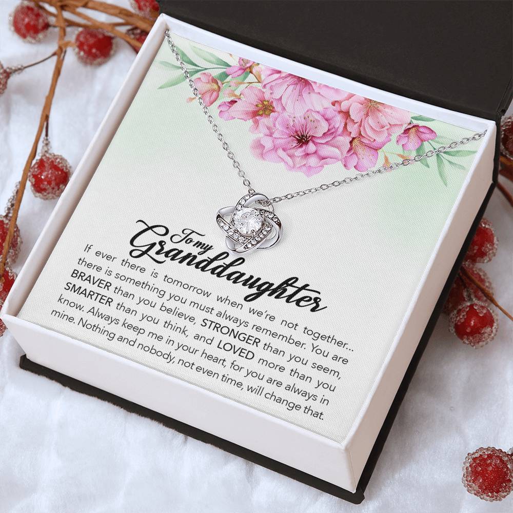 To My Granddaughter — Love Knot Necklace, Always Keep Me in Your Heart