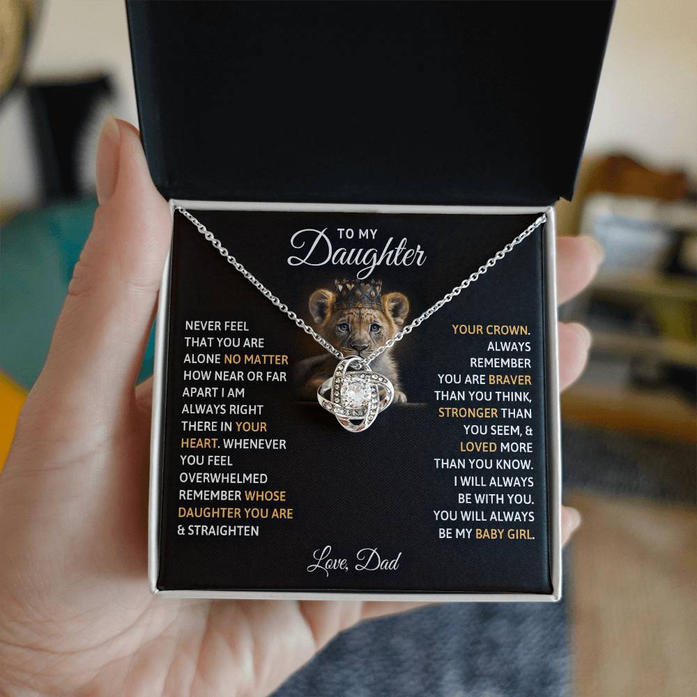 To My Daughter — Love Knot Necklace, You Will Always Be My Baby Girl