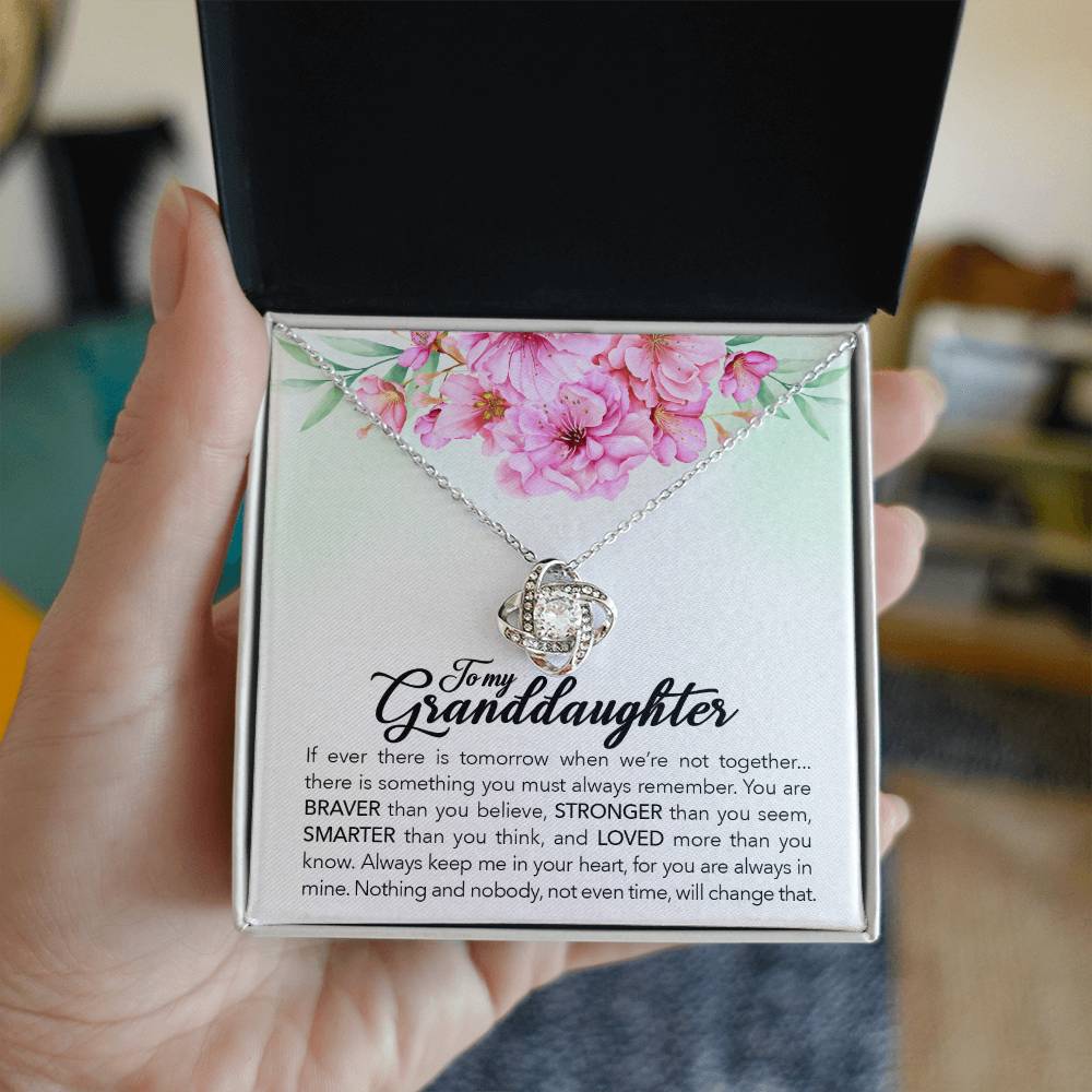 To My Granddaughter — Love Knot Necklace, Always Keep Me in Your Heart