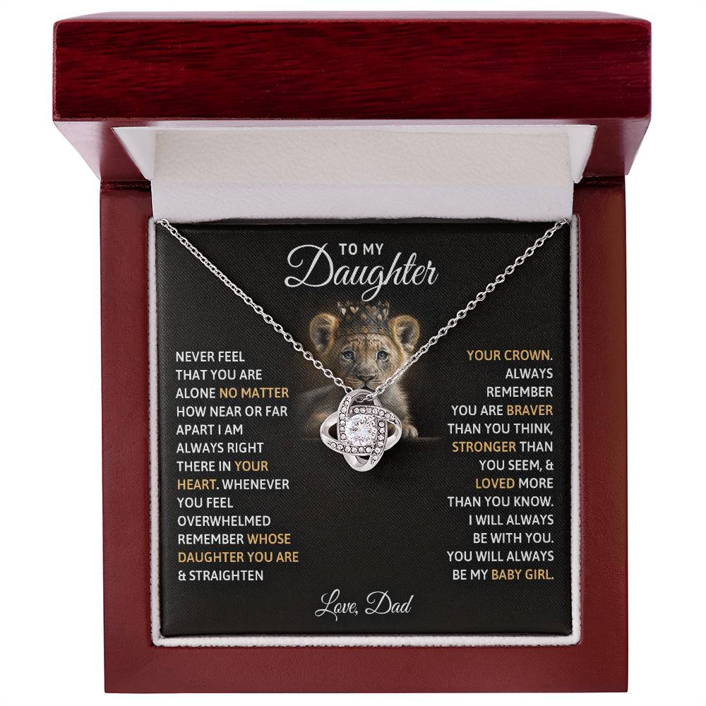 To My Daughter — Love Knot Necklace, You Will Always Be My Baby Girl