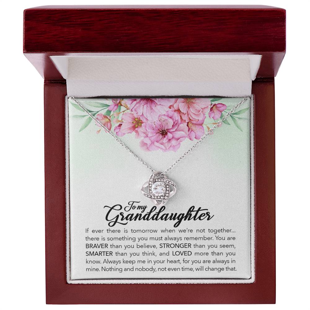 To My Granddaughter — Love Knot Necklace, Always Keep Me in Your Heart