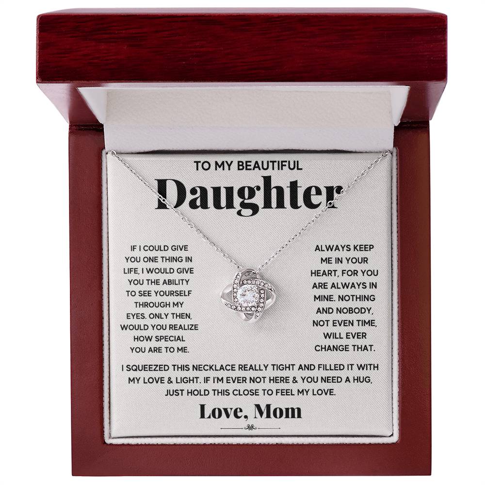 To My Daughter — Love Knot Necklace, Just Hold This to Feel My Love