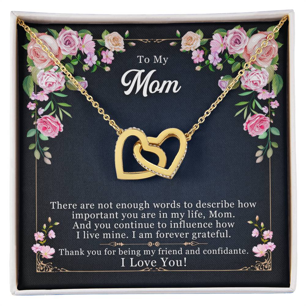 To My Mom — Interlocking Hearts Necklace, Thank You for Being My Friend
