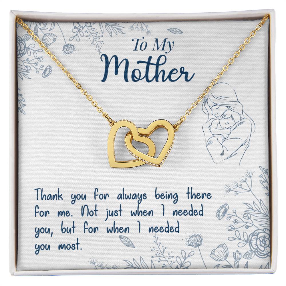 To My Mother — Interlocking Hearts Necklace, Thank You for Always Being There