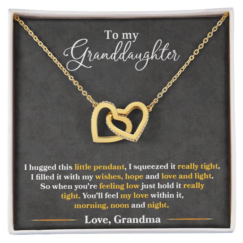 To My Granddaughter — Interlocking Hearts Necklace, You'll Feel My Love Within This