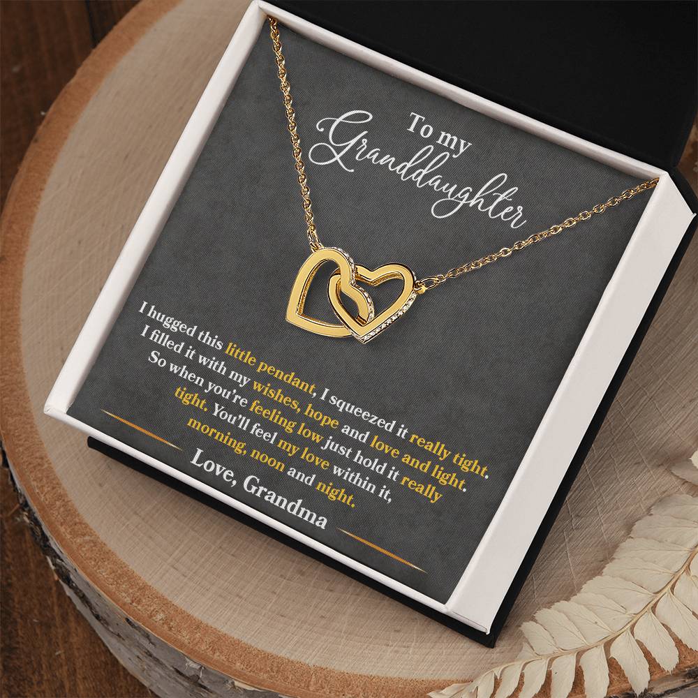 To My Granddaughter — Interlocking Hearts Necklace, You'll Feel My Love Within This