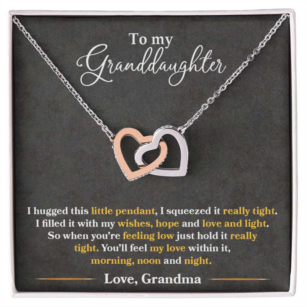 To My Granddaughter — Interlocking Hearts Necklace, You'll Feel My Love Within This