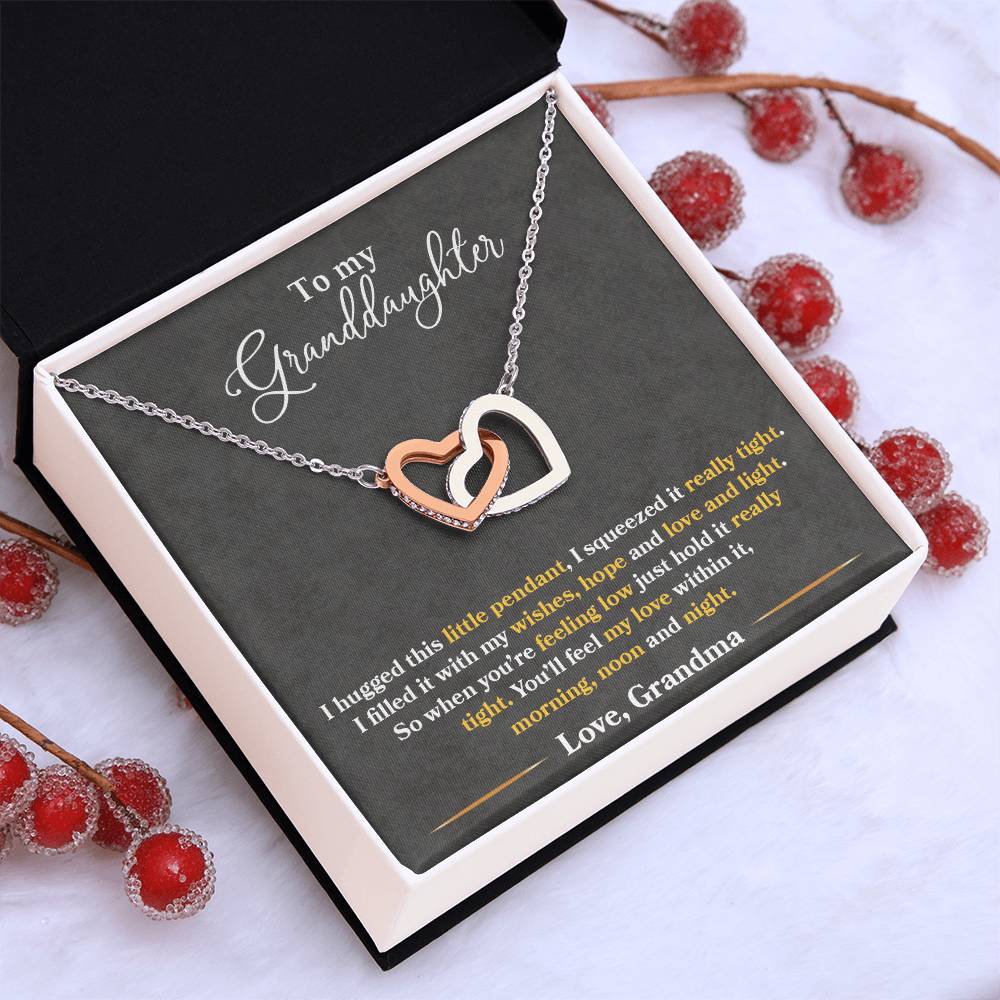 To My Granddaughter — Interlocking Hearts Necklace, You'll Feel My Love Within This