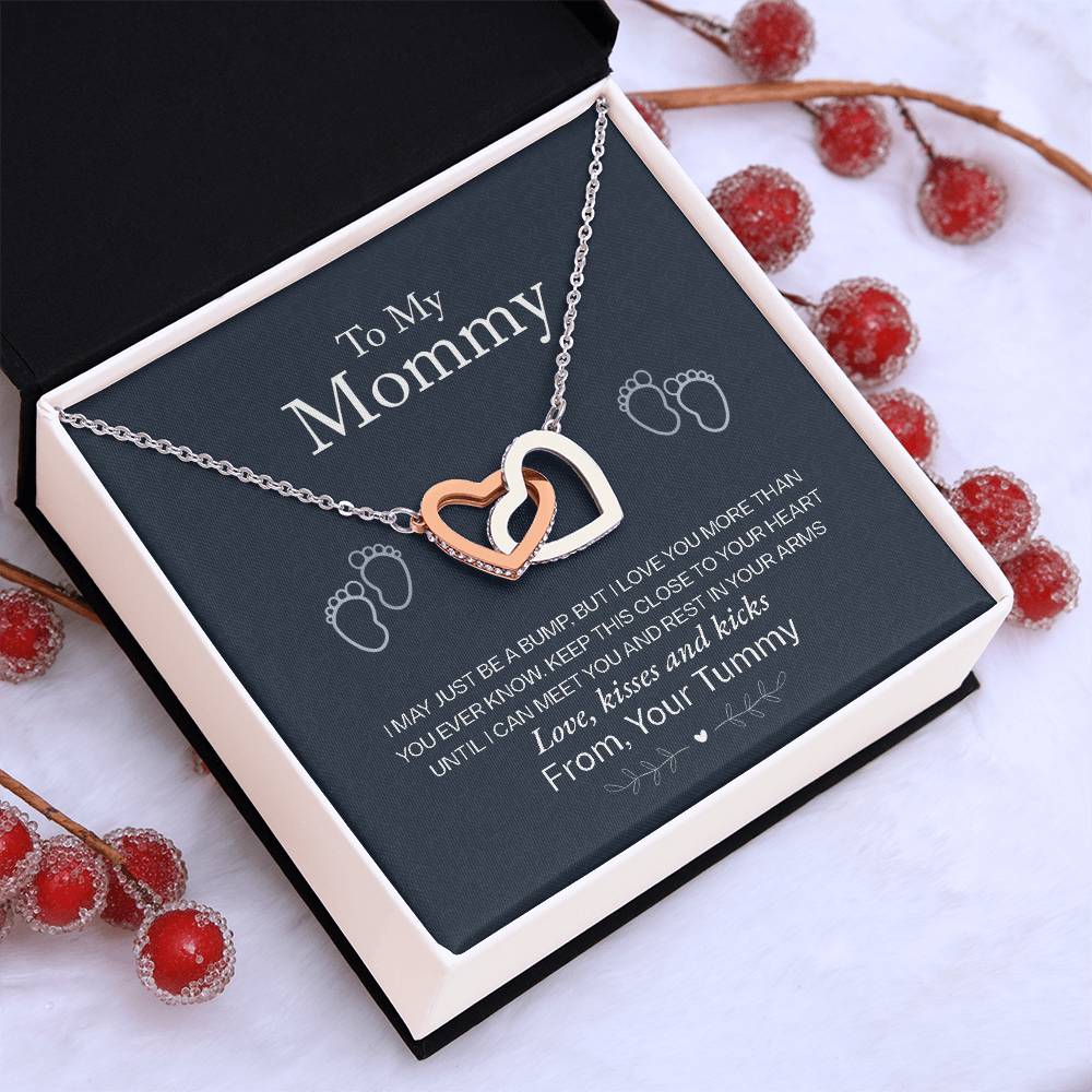 To My Mommy — Interlocking Hearts Necklace, Love from Your Tummy