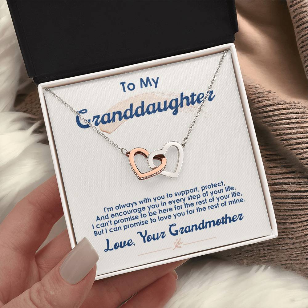 To My Granddaughter — Interlocking Hearts Necklace, I Love You for the Rest of My Life