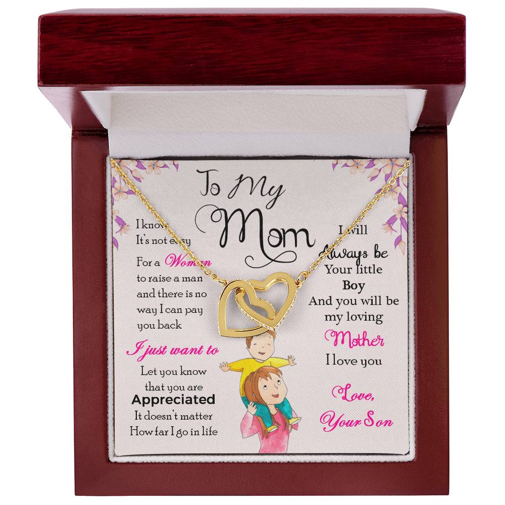 To My Mom — Interlocking Hearts Necklace, I Will Always Be Your Little Boy