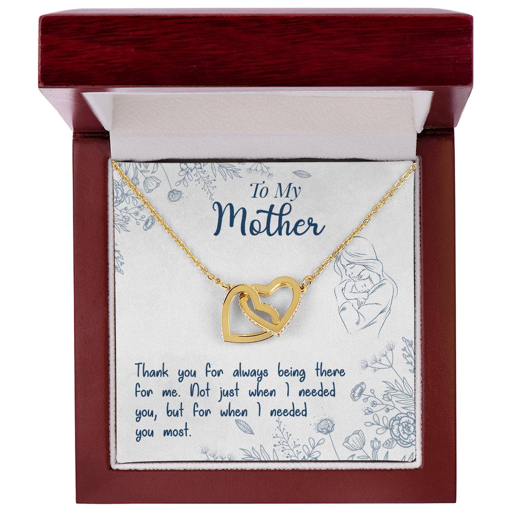 To My Mother — Interlocking Hearts Necklace, Thank You for Always Being There