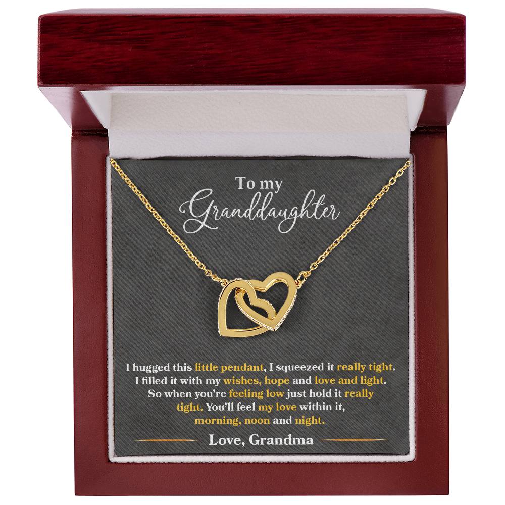To My Granddaughter — Interlocking Hearts Necklace, You'll Feel My Love Within This