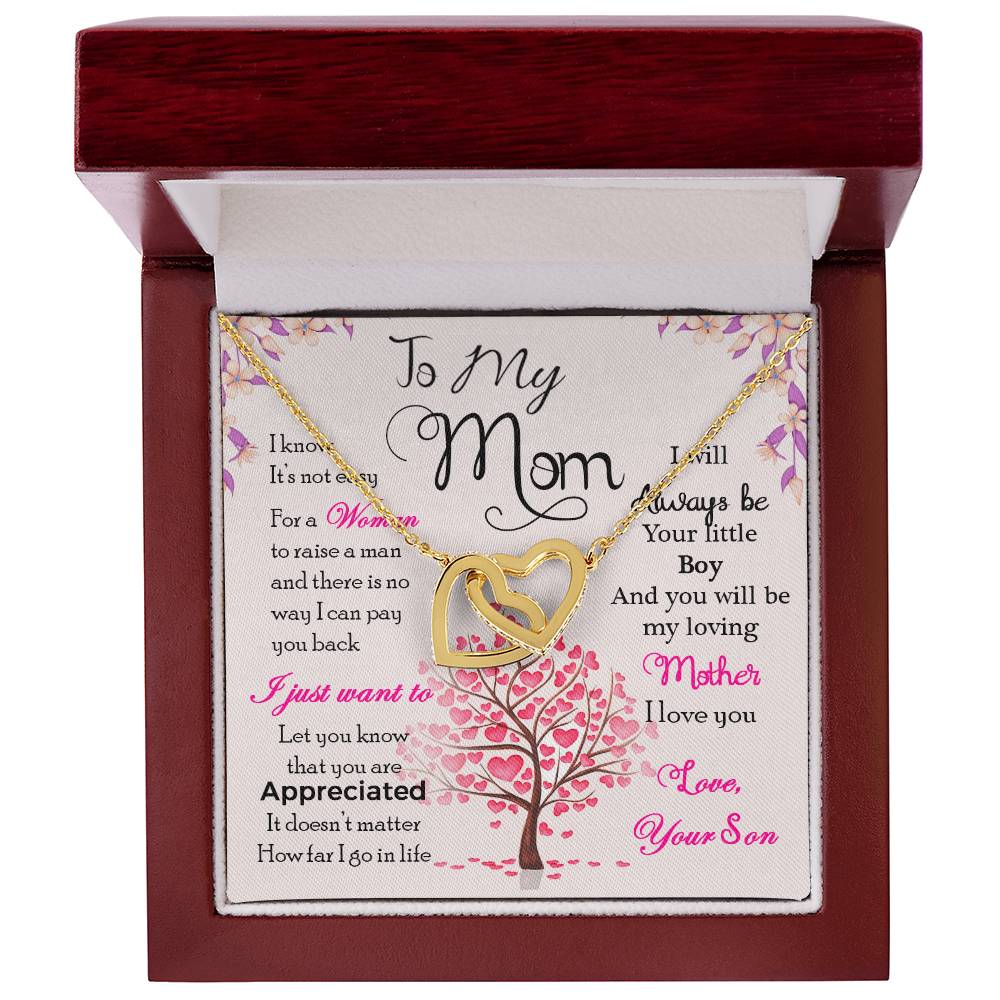 To My Mom — Interlocking Hearts Necklace, I Know It's Not Easy