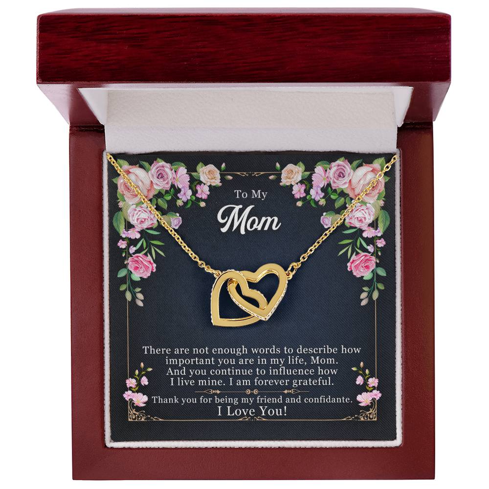 To My Mom — Interlocking Hearts Necklace, Thank You for Being My Friend