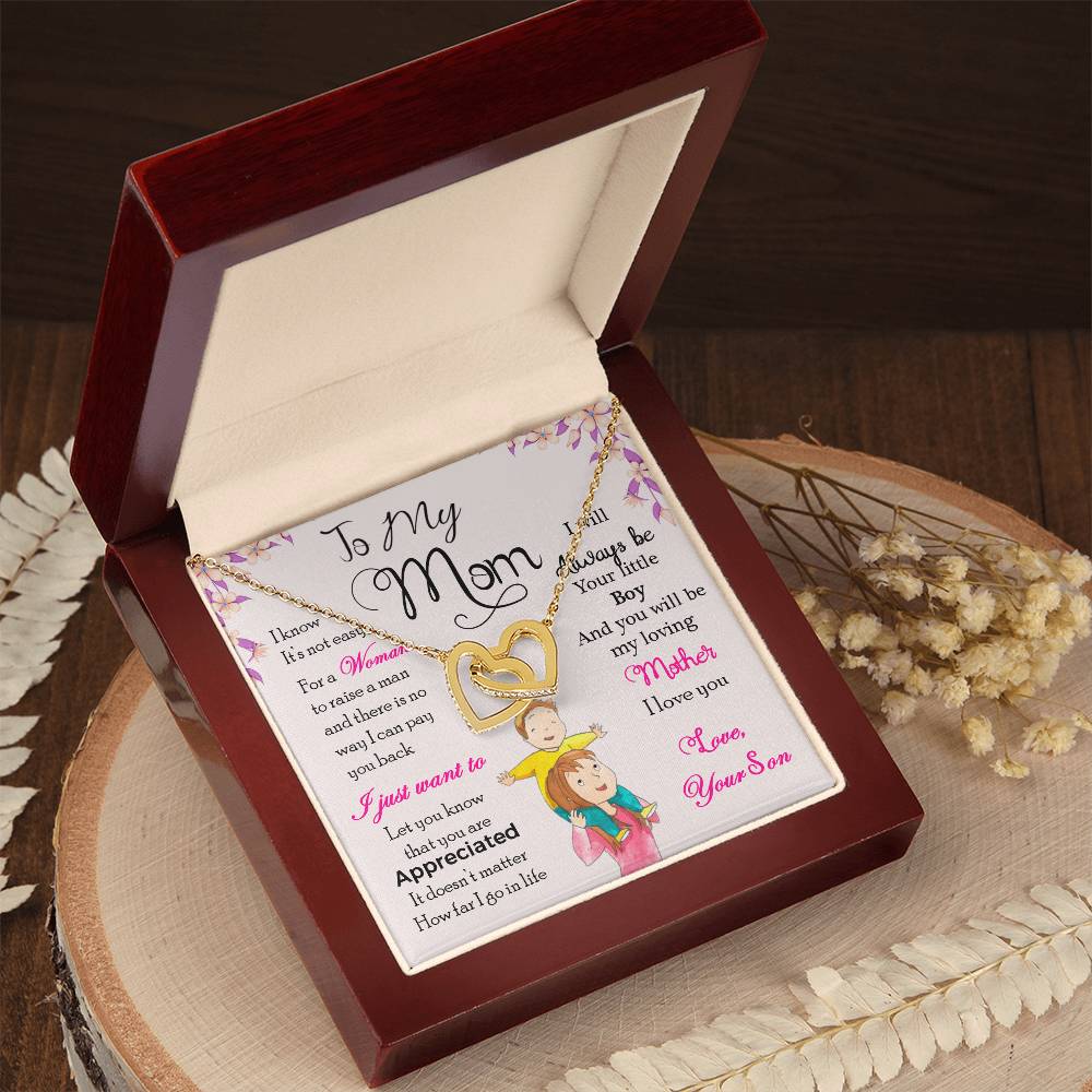To My Mom — Interlocking Hearts Necklace, I Will Always Be Your Little Boy
