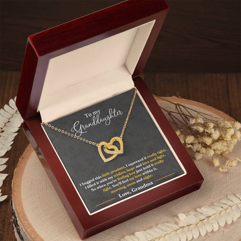 To My Granddaughter — Interlocking Hearts Necklace, You'll Feel My Love Within This
