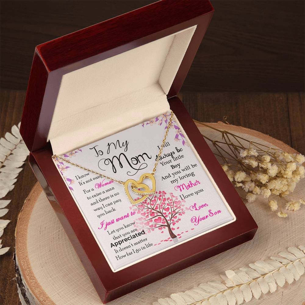 To My Mom — Interlocking Hearts Necklace, I Know It's Not Easy