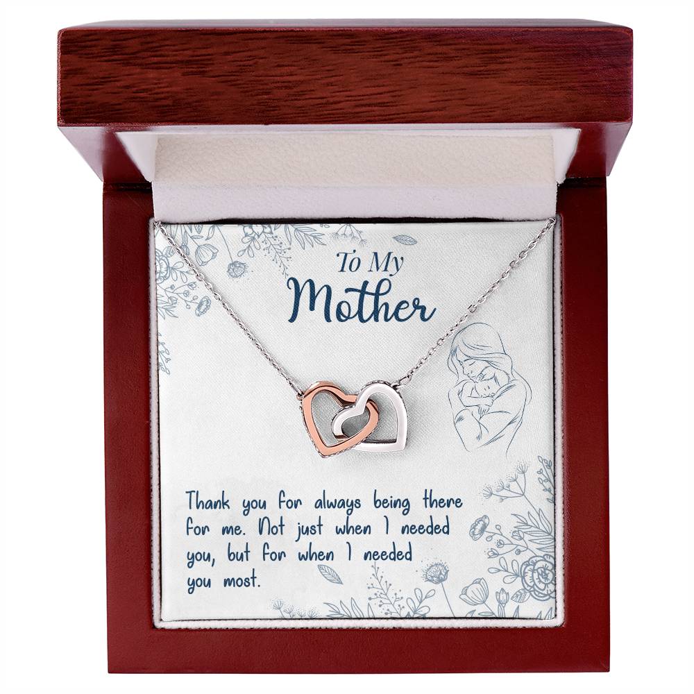 To My Mother — Interlocking Hearts Necklace, Thank You for Always Being There