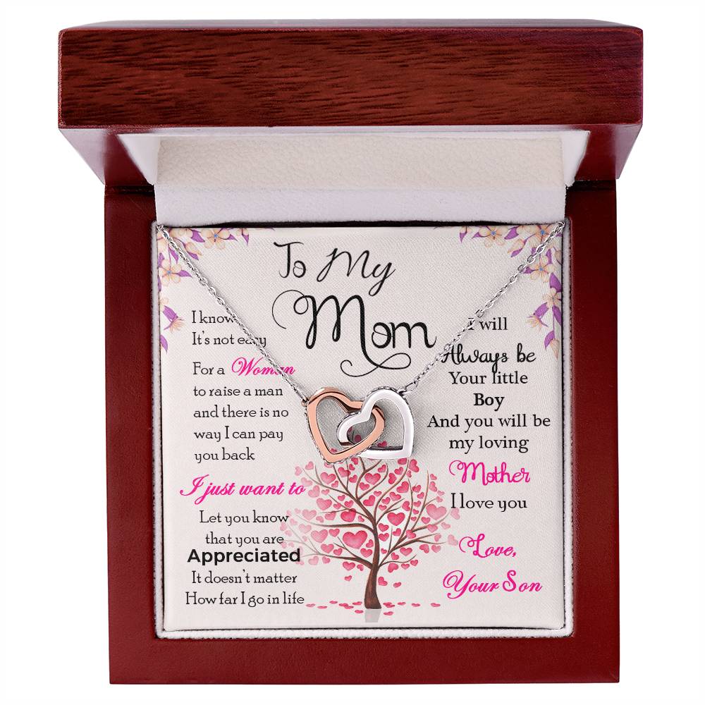 To My Mom — Interlocking Hearts Necklace, I Know It's Not Easy