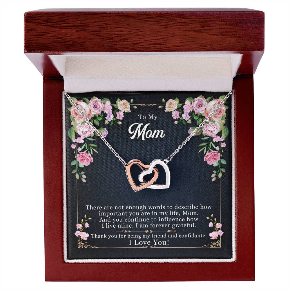 To My Mom — Interlocking Hearts Necklace, Thank You for Being My Friend
