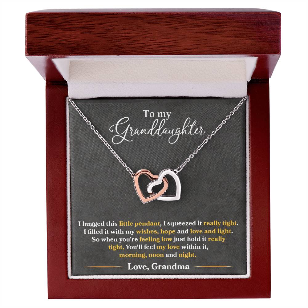 To My Granddaughter — Interlocking Hearts Necklace, You'll Feel My Love Within This