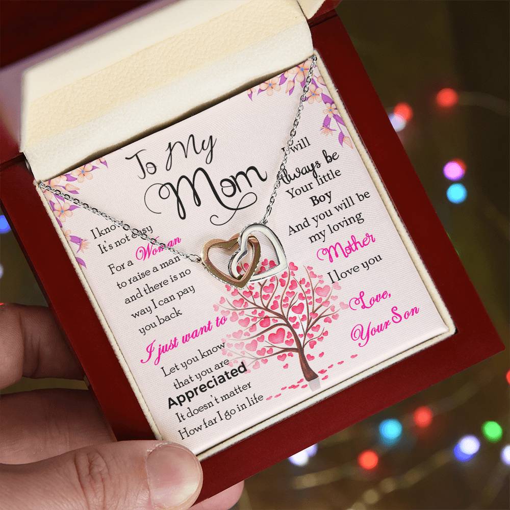To My Mom — Interlocking Hearts Necklace, I Know It's Not Easy