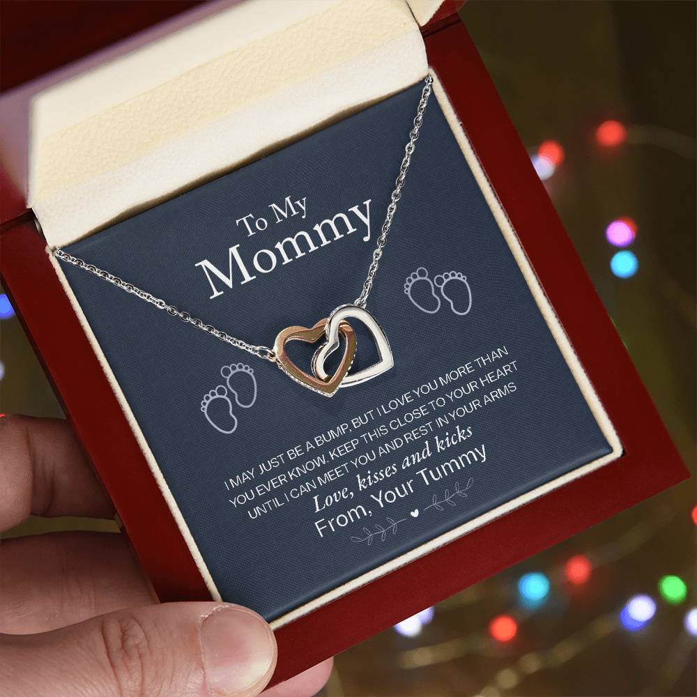To My Mommy — Interlocking Hearts Necklace, Love from Your Tummy