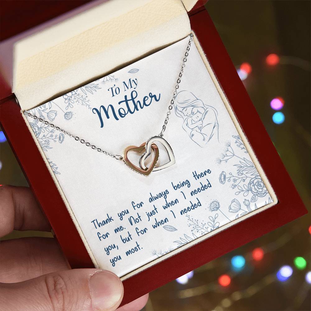 To My Mother — Interlocking Hearts Necklace, Thank You for Always Being There