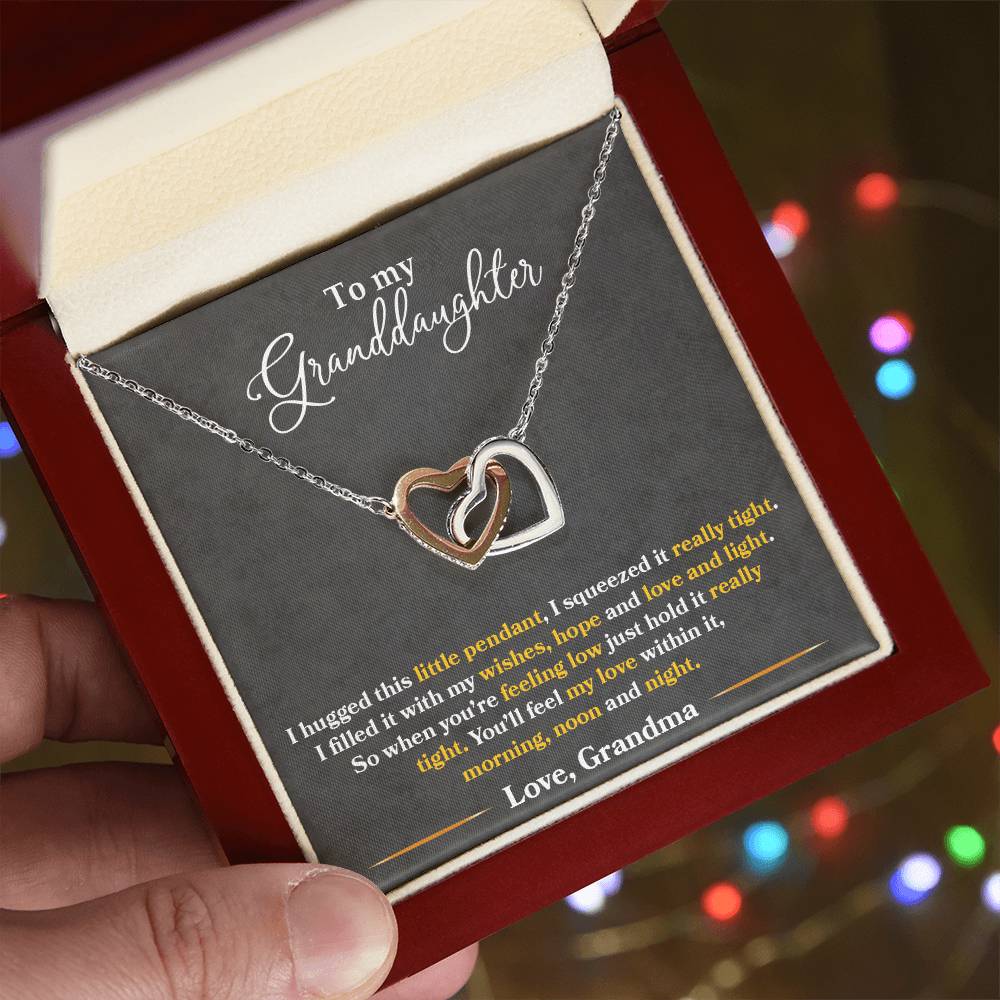 To My Granddaughter — Interlocking Hearts Necklace, You'll Feel My Love Within This
