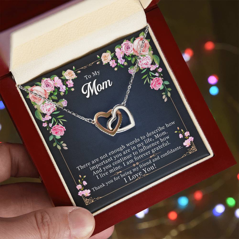 To My Mom — Interlocking Hearts Necklace, Thank You for Being My Friend