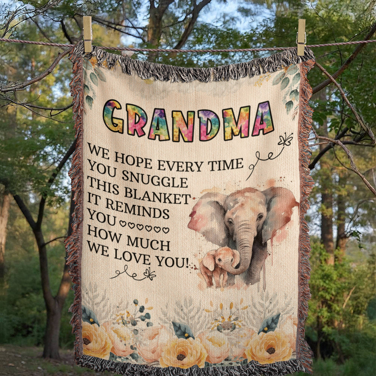To My Grandma — Elephant Heirloom Woven Blanket