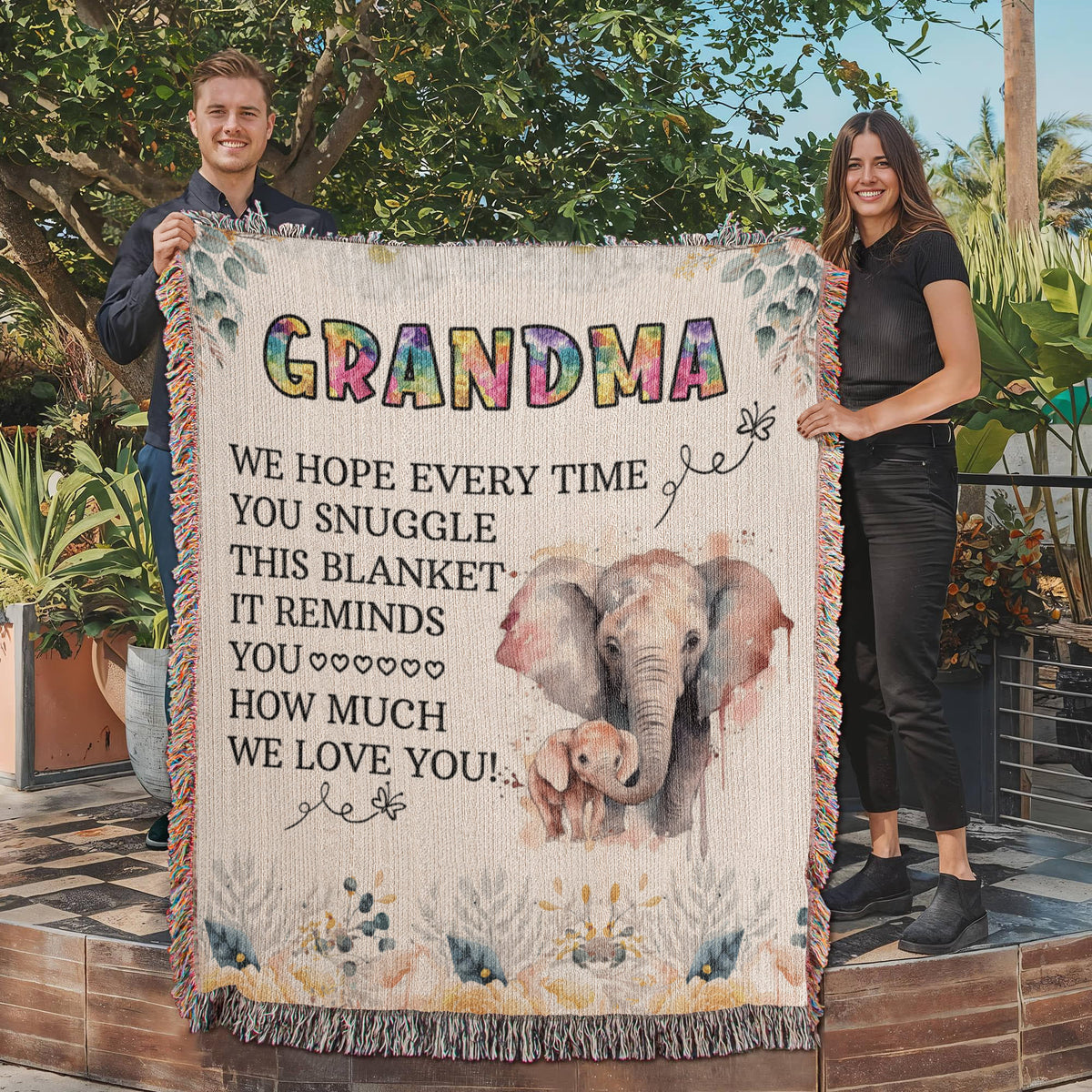 To My Grandma — Elephant Heirloom Woven Blanket