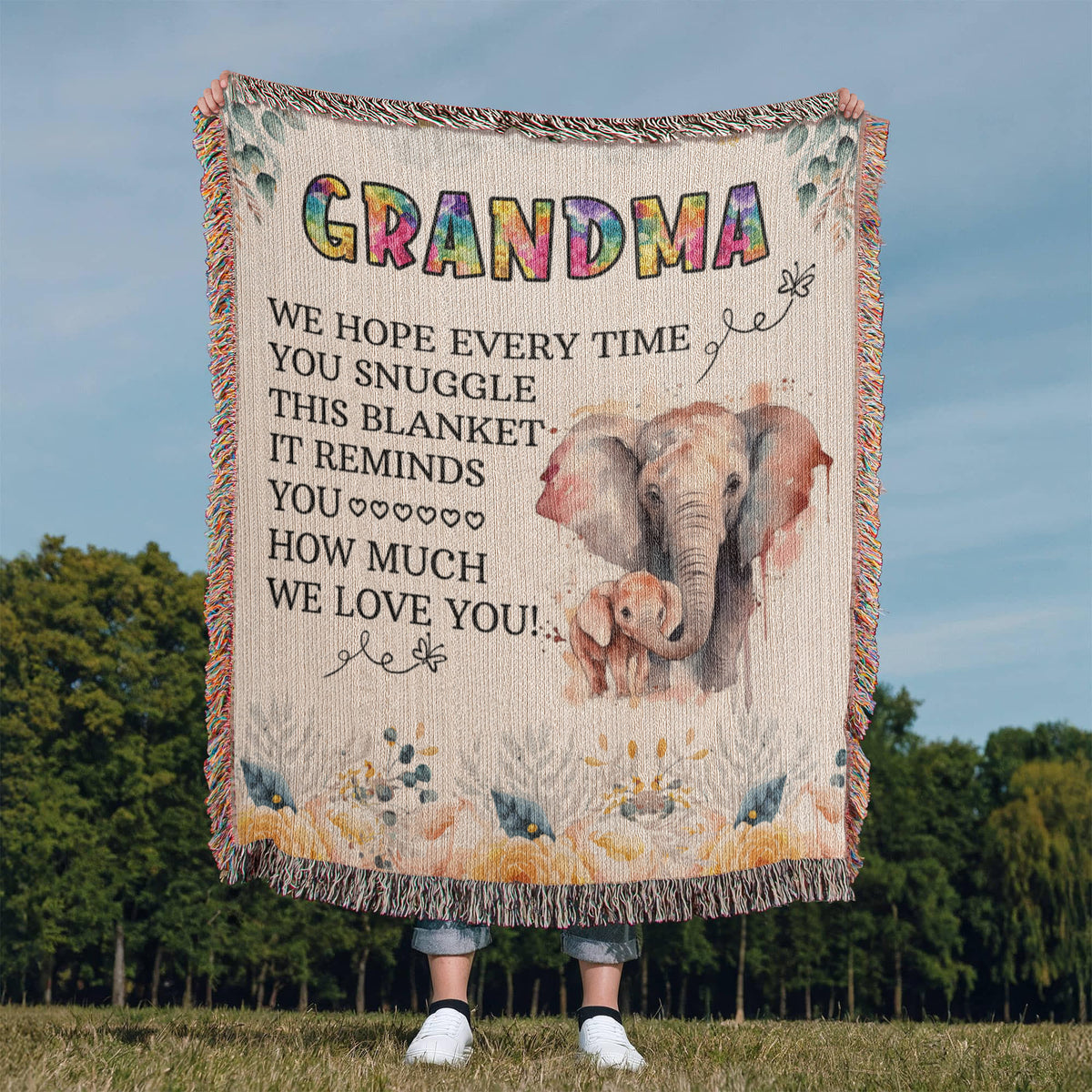 To My Grandma — Elephant Heirloom Woven Blanket