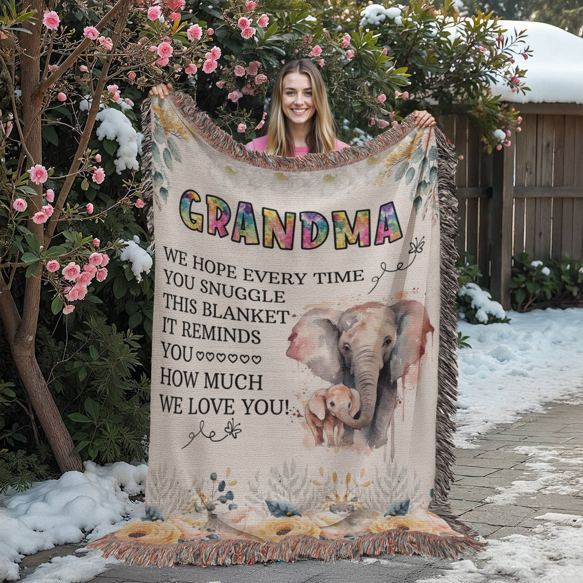 To My Grandma — Elephant Heirloom Woven Blanket